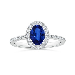 Claw Set Cushion-Cut Blue Sapphire Ring with Diamonds | Angara