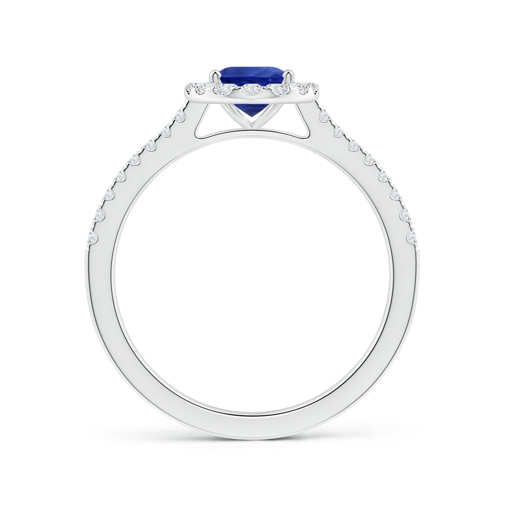 8.15x6.10x3.74mm AA Oval Blue Sapphire Halo Ring with Reverse Tapered Shank in White Gold Side 199
