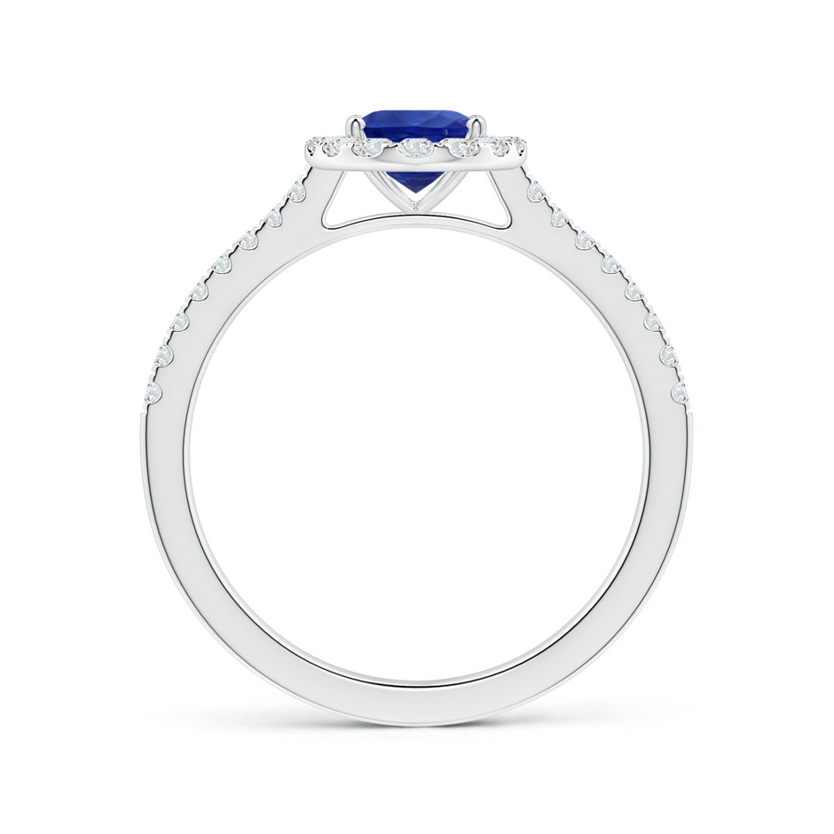 8.15x6.10x3.74mm AA Oval Blue Sapphire Halo Ring with Reverse Tapered Shank in White Gold side 199