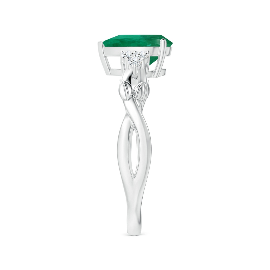 9.11x7.02x4.70mm AAA GIA Certified Nature Inspired Pear-Shaped Emerald Ring with Diamonds in P950 Platinum Side 399