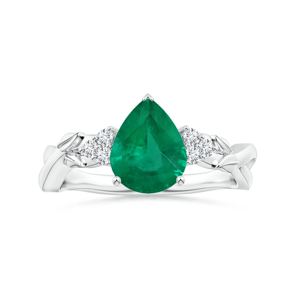 9.11x7.02x4.70mm AAA GIA Certified Nature Inspired Pear-Shaped Emerald Ring with Diamonds in White Gold 