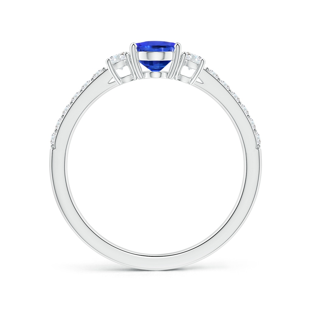 6.70x5.18x3.69mm AAAA GIA Certified Three Stone Oval Blue Sapphire Ring with Diamonds in White Gold Side-1