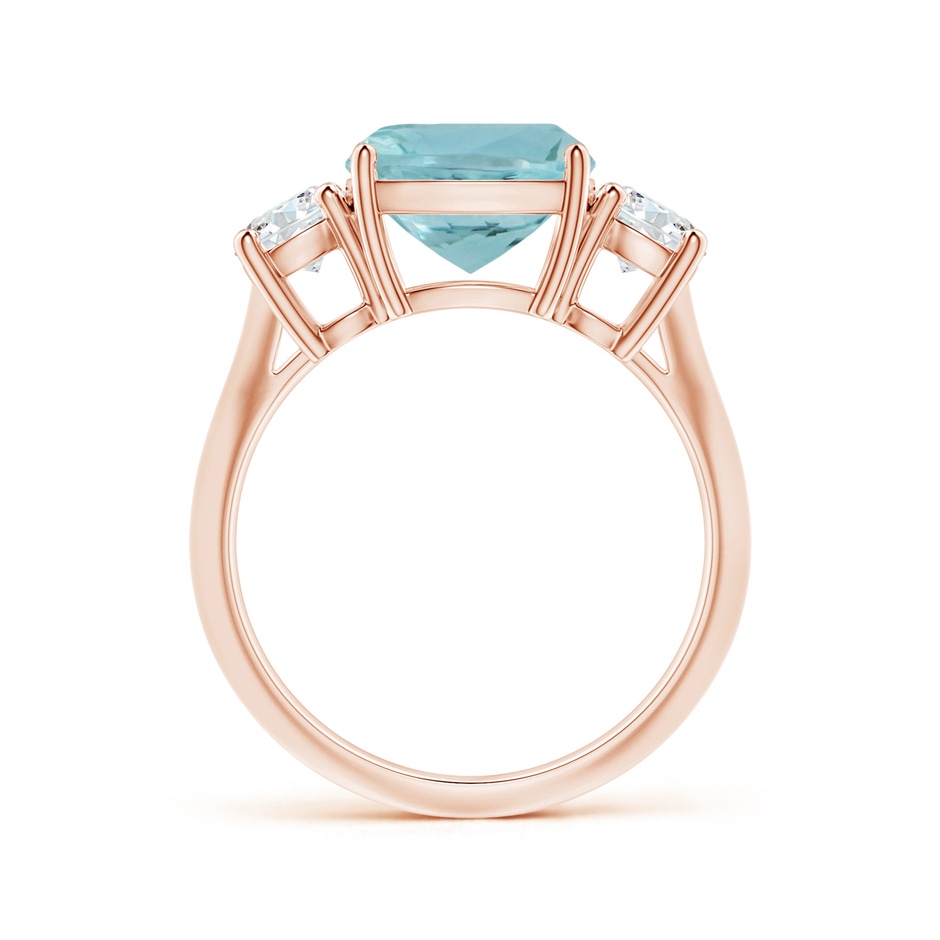 10.17x10.05x6.31mm AAA GIA Certified Three Stone Cushion Aquamarine Knife-Edge Ring with Diamonds in 18K Rose Gold side 199