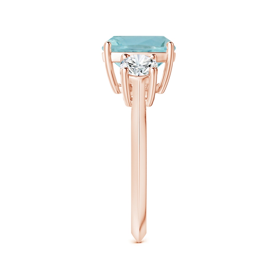10.17x10.05x6.31mm AAA GIA Certified Three Stone Cushion Aquamarine Knife-Edge Ring with Diamonds in 18K Rose Gold side 399