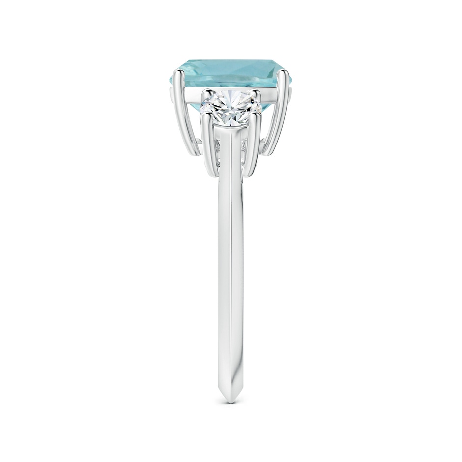 10.17x10.05x6.31mm AAA GIA Certified Three Stone Cushion Aquamarine Knife-Edge Ring with Diamonds in P950 Platinum side 399