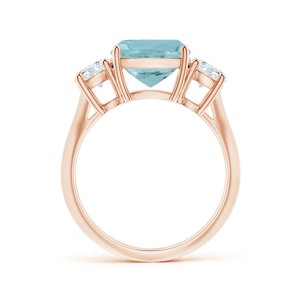 10.17x10.05x6.31mm AAA GIA Certified Three Stone Cushion Aquamarine Knife-Edge Ring with Diamonds in Rose Gold - side 199