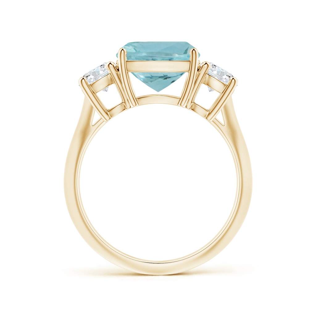 10.17x10.05x6.31mm AAA GIA Certified Three Stone Cushion Aquamarine Knife-Edge Ring with Diamonds in Yellow Gold - side 199