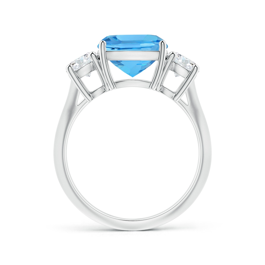 10.12x10.09x6.39mm AAA Three Stone Cushion Swiss Blue Topaz Knife Edge Shank Ring in White Gold - side 199