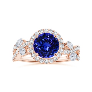 8.15x8.11x5.07mm AAAA Nature Inspired GIA Certified Round Tanzanite Halo Ring in 18K Rose Gold