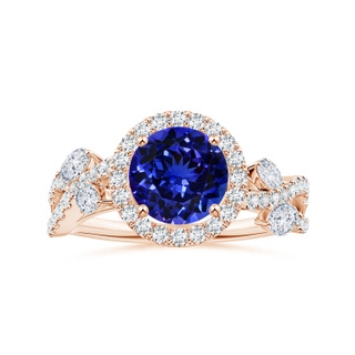 8.15x8.11x5.07mm AAAA Nature Inspired GIA Certified Round Tanzanite Halo Ring in Rose Gold