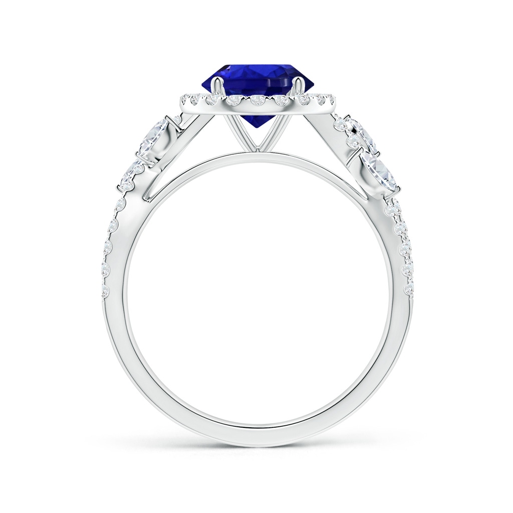 8.15x8.11x5.07mm AAAA Nature Inspired GIA Certified Round Tanzanite Halo Ring in White Gold - side 199