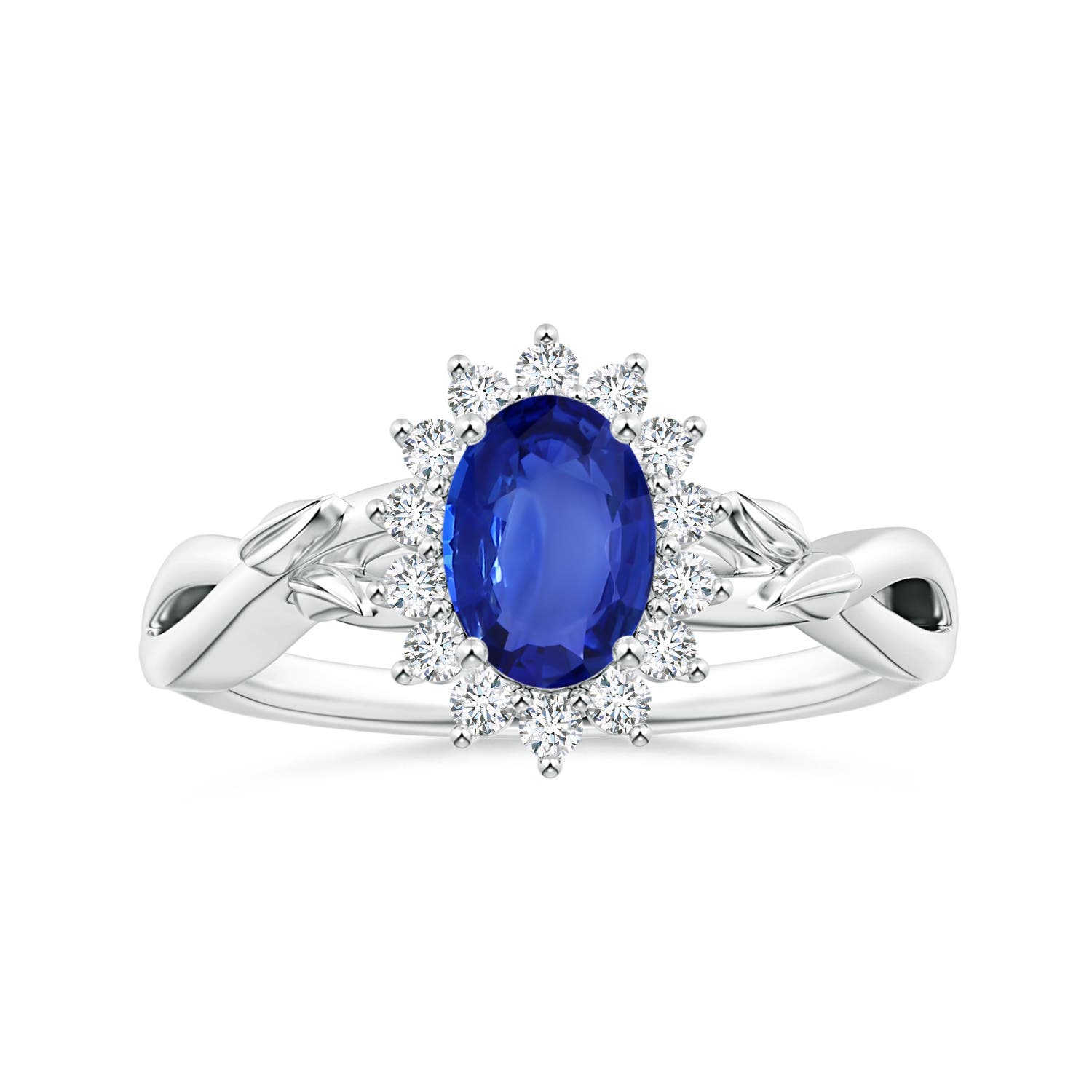 Princess Diana Inspired GIA Certified Oval Blue Sapphire Ring with ...