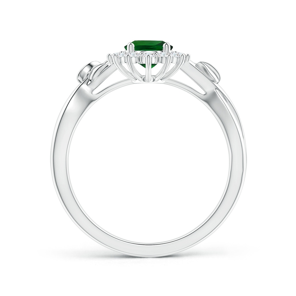 6.89x4.97x2.98mm AAA GIA Certified Princess Diana Inspired Oval Tsavorite Ring with Floral Halo in P950 Platinum - side 199