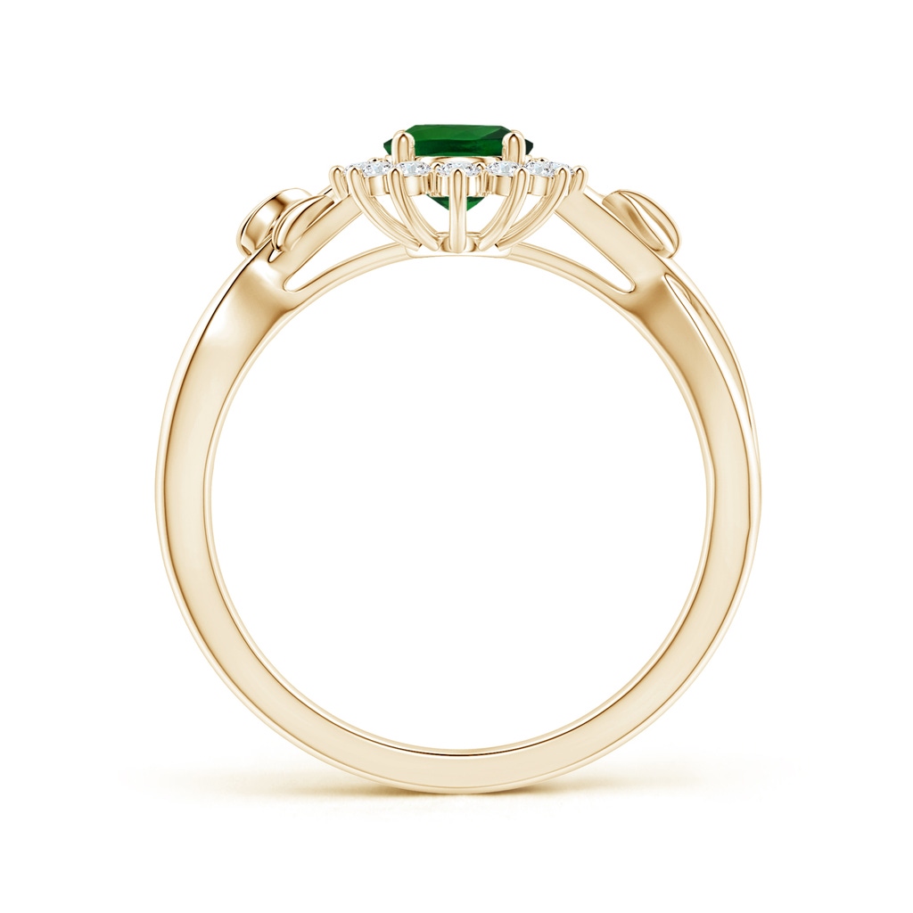 6.89x4.97x2.98mm AAA GIA Certified Princess Diana Inspired Oval Tsavorite Ring with Floral Halo in Yellow Gold - side 199