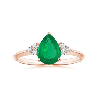 8.03x6.13x3.85mm AAA Pear-Shaped Emerald Knife-Edged Ring with Diamonds in 18K Rose Gold
