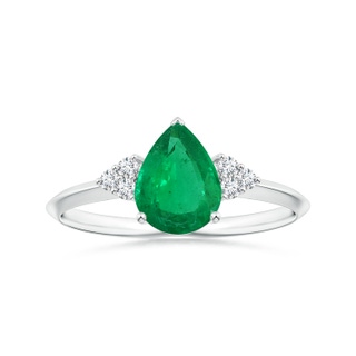 8.03x6.13x3.85mm AAA Pear-Shaped Emerald Knife-Edged Ring with Diamonds in P950 Platinum