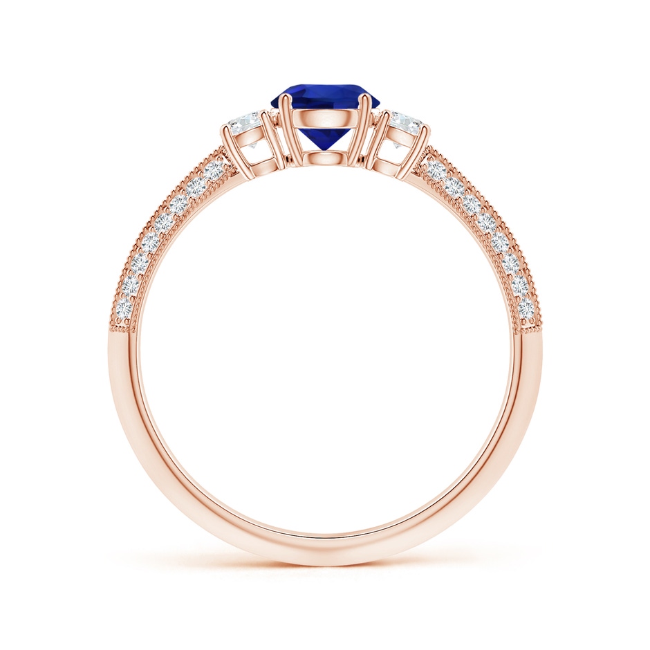 6.00x5.92x3.53mm AAAA GIA Certified Three Stone Sapphire Knife-Edged Shank Ring with Milgrain in 18K Rose Gold side 199