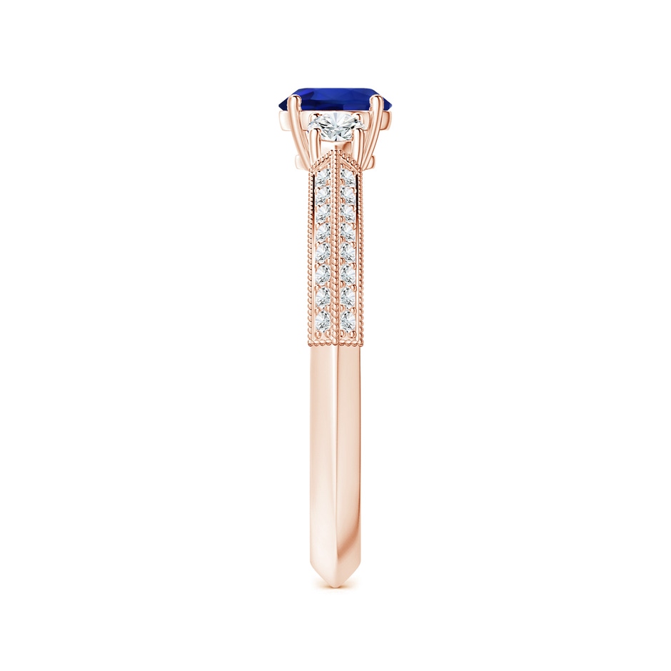 6.00x5.92x3.53mm AAAA GIA Certified Three Stone Sapphire Knife-Edged Shank Ring with Milgrain in 18K Rose Gold side 399