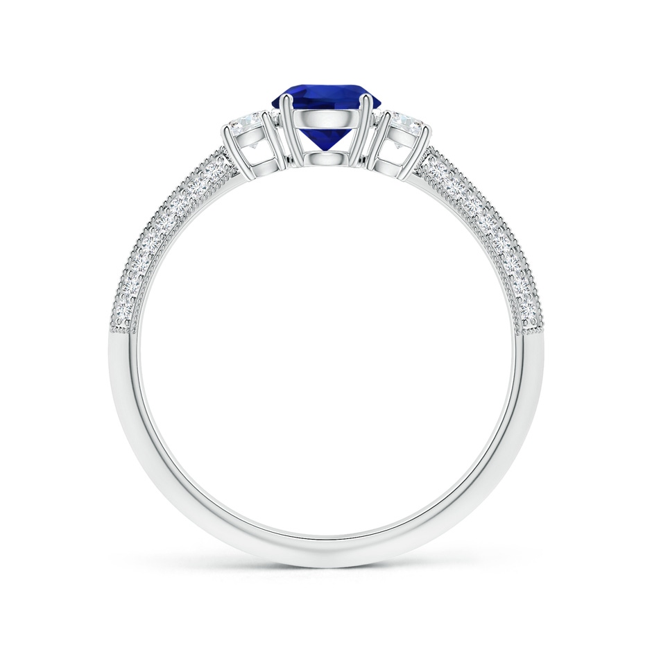 6.00x5.92x3.53mm AAAA GIA Certified Three Stone Sapphire Knife-Edged Shank Ring with Milgrain in 18K White Gold side 199