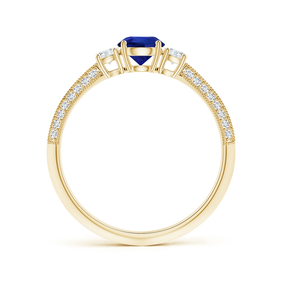 6.00x5.92x3.53mm AAAA GIA Certified Three Stone Sapphire Knife-Edged Shank Ring with Milgrain in 18K Yellow Gold side 199