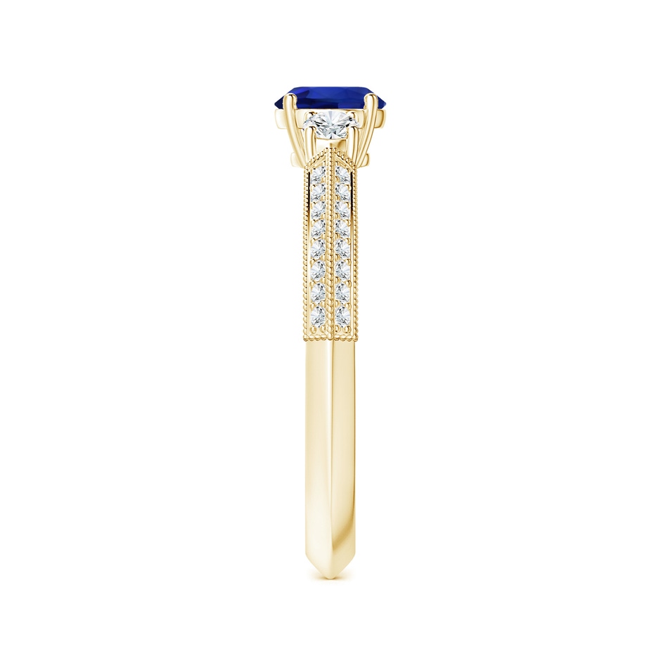 6.00x5.92x3.53mm AAAA GIA Certified Three Stone Sapphire Knife-Edged Shank Ring with Milgrain in 18K Yellow Gold side 399