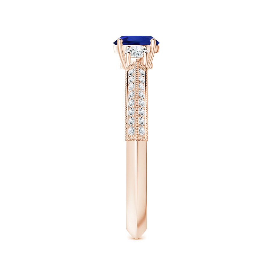 6.00x5.92x3.53mm AAAA GIA Certified Three Stone Sapphire Knife-Edged Shank Ring with Milgrain in Rose Gold side 399