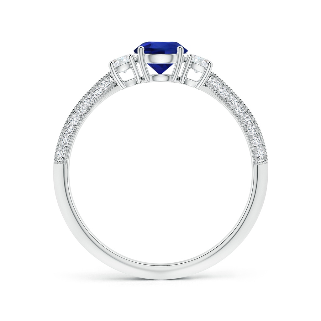 6.00x5.92x3.53mm AAAA GIA Certified Three Stone Sapphire Knife-Edged Shank Ring with Milgrain in White Gold - side 199