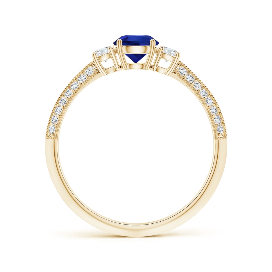 6.00x5.92x3.53mm AAAA GIA Certified Three Stone Sapphire Knife-Edged Shank Ring with Milgrain in Yellow Gold side 199