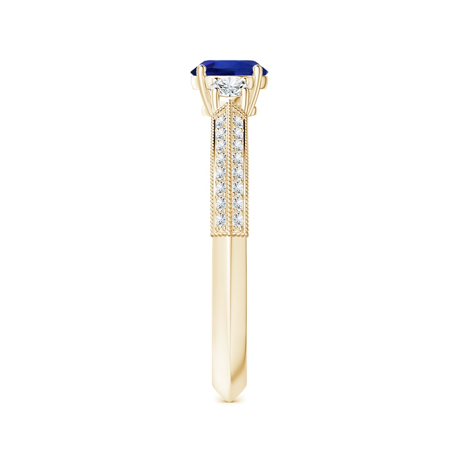 6.00x5.92x3.53mm AAAA GIA Certified Three Stone Sapphire Knife-Edged Shank Ring with Milgrain in Yellow Gold side 399