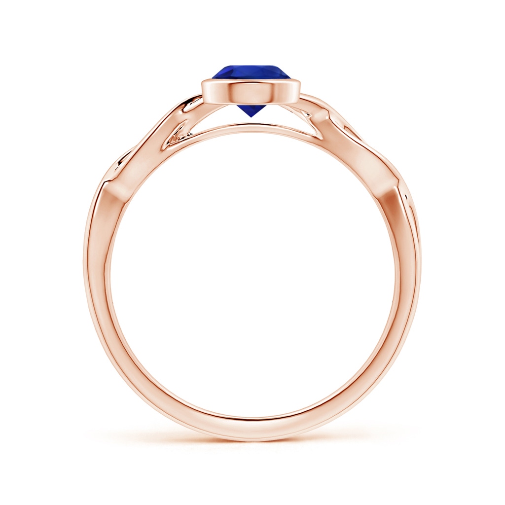 6.00x5.92x3.53mm AAAA Bezel-Set GIA Certified Solitaire Round Blue Sapphire Twisted Shank Ring in 18K Rose Gold Side 199