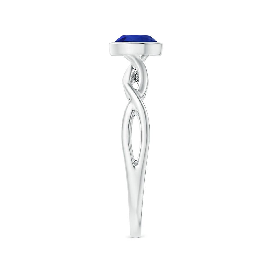 6.00x5.92x3.53mm AAAA Bezel-Set GIA Certified Solitaire Round Blue Sapphire Twisted Shank Ring in 18K White Gold side 399