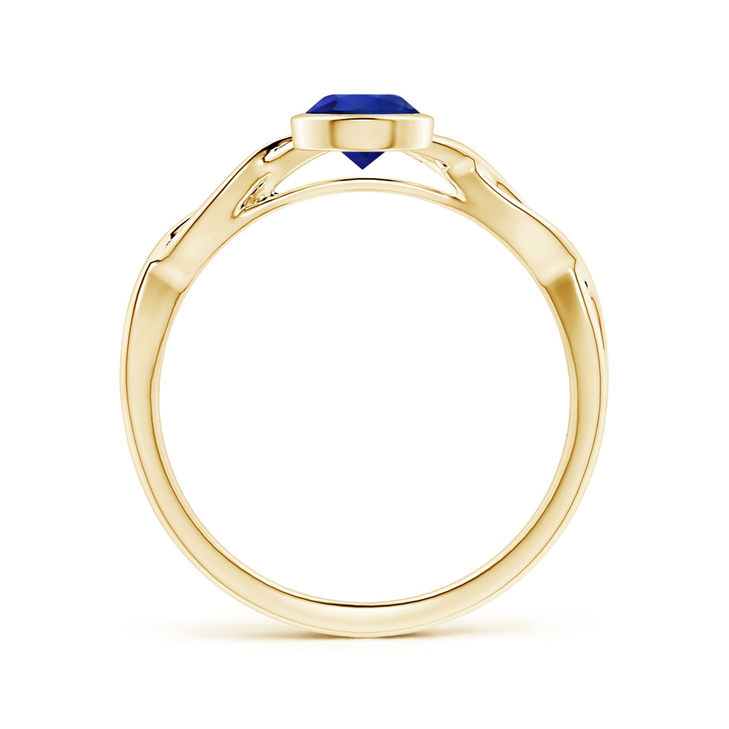 6.00x5.92x3.53mm AAAA Bezel-Set GIA Certified Solitaire Round Blue Sapphire Twisted Shank Ring in 18K Yellow Gold Side 199