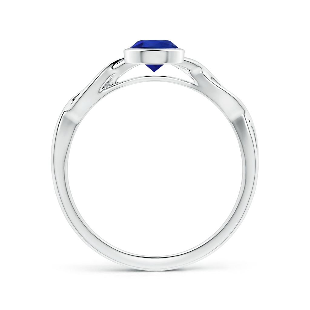 6.00x5.92x3.53mm AAAA Bezel-Set GIA Certified Solitaire Round Blue Sapphire Twisted Shank Ring in P950 Platinum Side 199