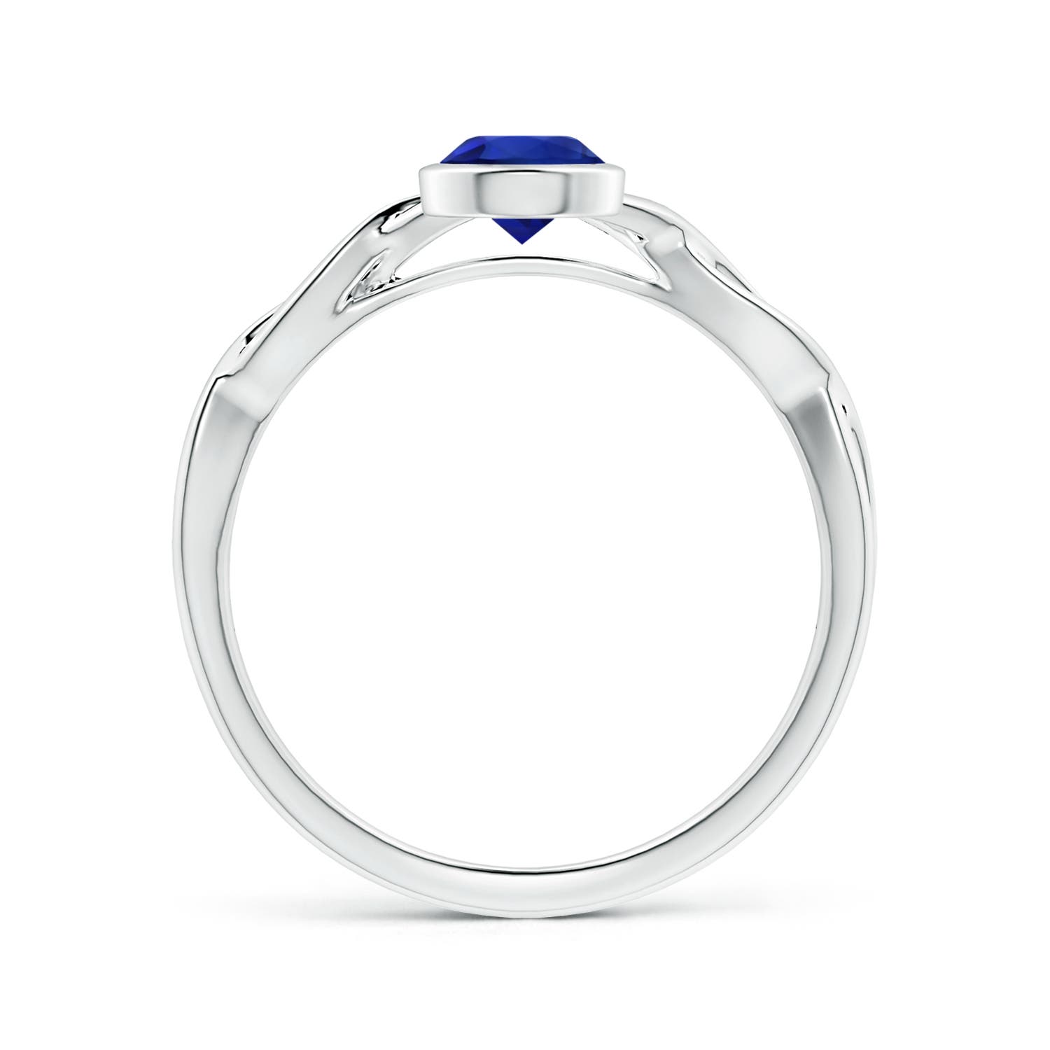 6.00x5.92x3.53mm AAAA Bezel-Set GIA Certified Solitaire Round Blue Sapphire Twisted Shank Ring in White Gold - side 2