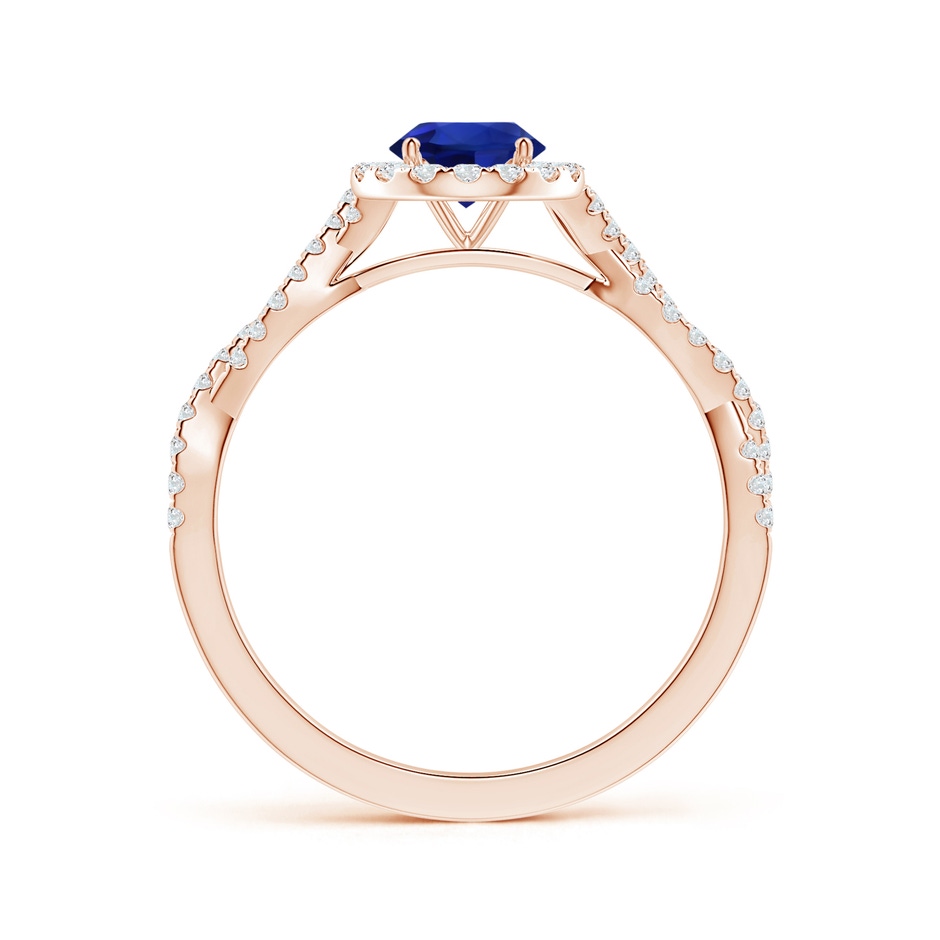 6.00x5.92x3.53mm AAAA GIA Certified Round Blue Sapphire Halo Ring with Diamond Twist Shank in 18K Rose Gold side 199