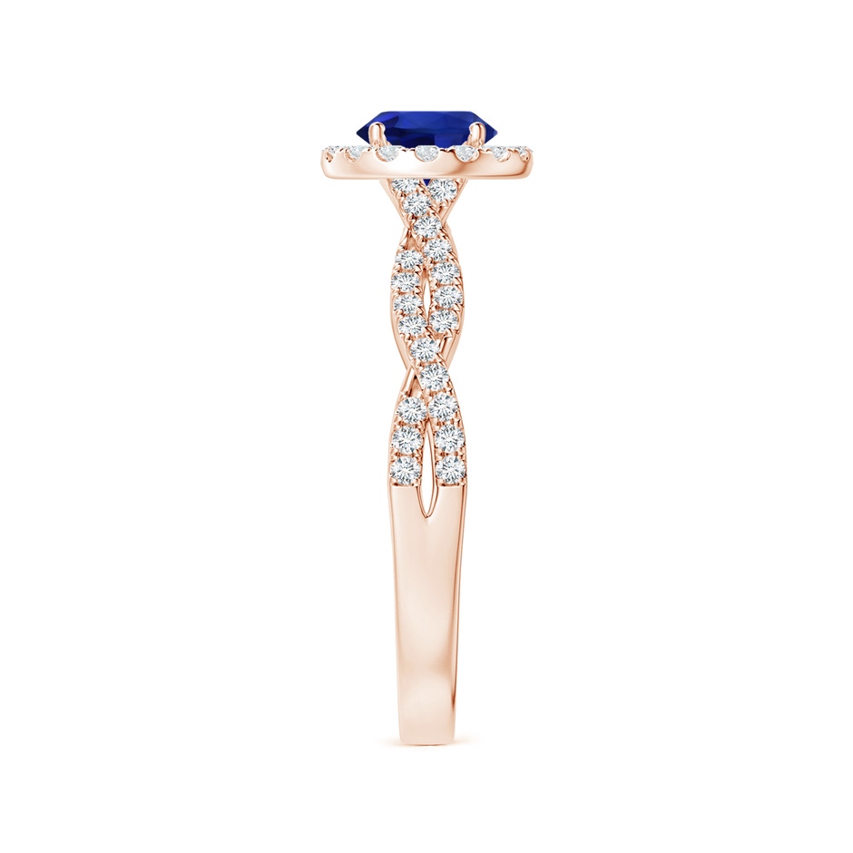 6.00x5.92x3.53mm AAAA GIA Certified Round Blue Sapphire Halo Ring with Diamond Twist Shank in 18K Rose Gold side 399