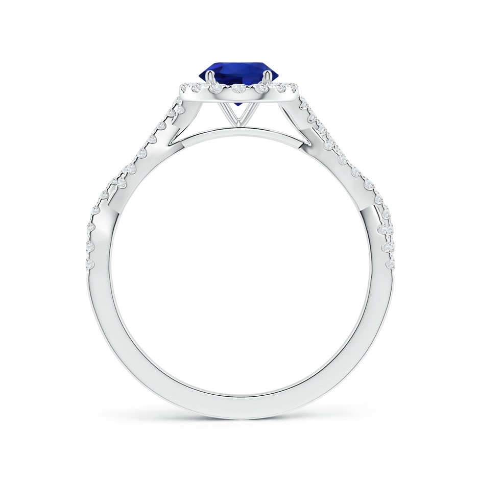 6.00x5.92x3.53mm AAAA GIA Certified Round Blue Sapphire Halo Ring with Diamond Twist Shank in P950 Platinum side 199