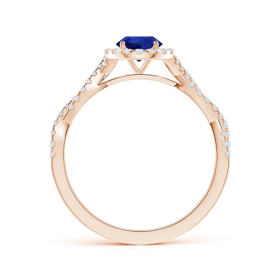 6.00x5.92x3.53mm AAAA GIA Certified Round Blue Sapphire Halo Ring with Diamond Twist Shank in Rose Gold side 199