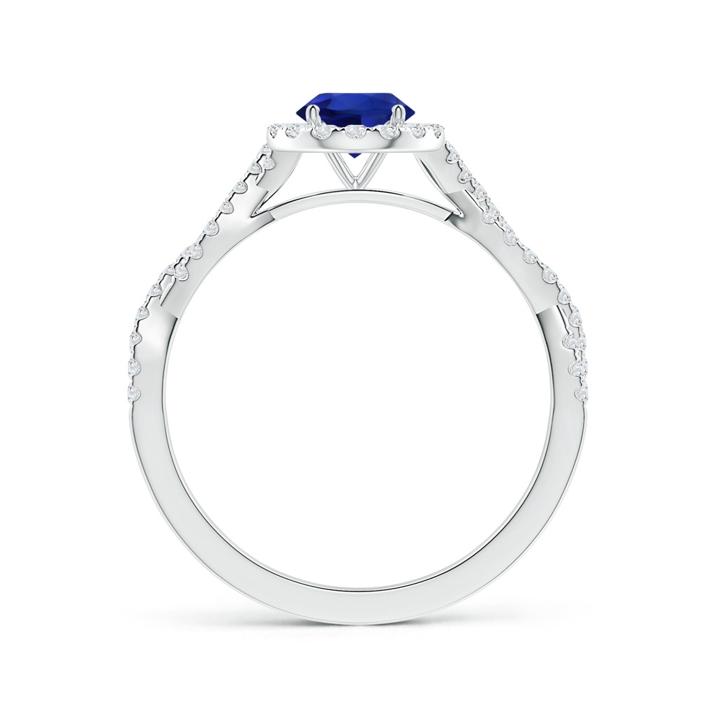 6.00x5.92x3.53mm AAAA GIA Certified Round Blue Sapphire Halo Ring with Diamond Twist Shank in White Gold Side 199