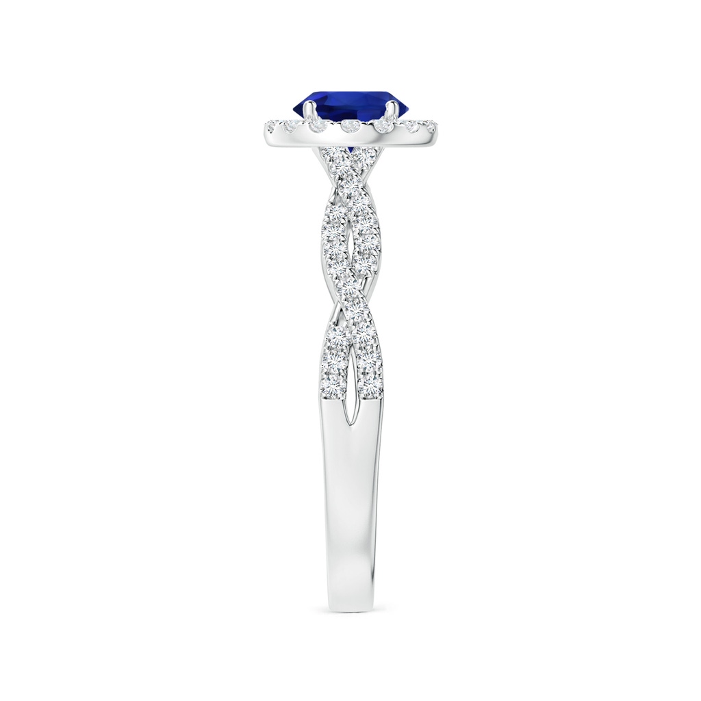 6.00x5.92x3.53mm AAAA GIA Certified Round Blue Sapphire Halo Ring with Diamond Twist Shank in White Gold Side 399