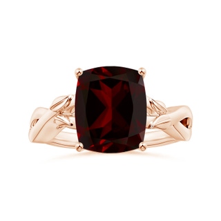 11.05x9.01x5.34mm AAAA Prong-Set GIA Certified Solitaire Cushion Garnet Nature Inspired Ring in 10K Rose Gold