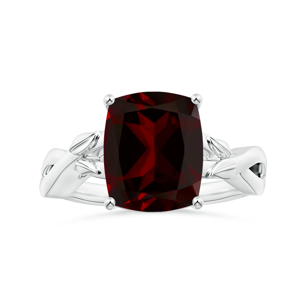 11.05x9.01x5.34mm AAAA Prong-Set GIA Certified Solitaire Cushion Garnet Nature Inspired Ring in P950 Platinum