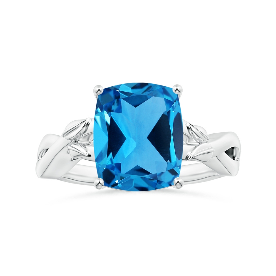 11.09x9.03x5.42mm AAAA Nature Inspired GIA Certified Prong-Set Cushion Swiss Blue Topaz Solitaire Ring in P950 Platinum 