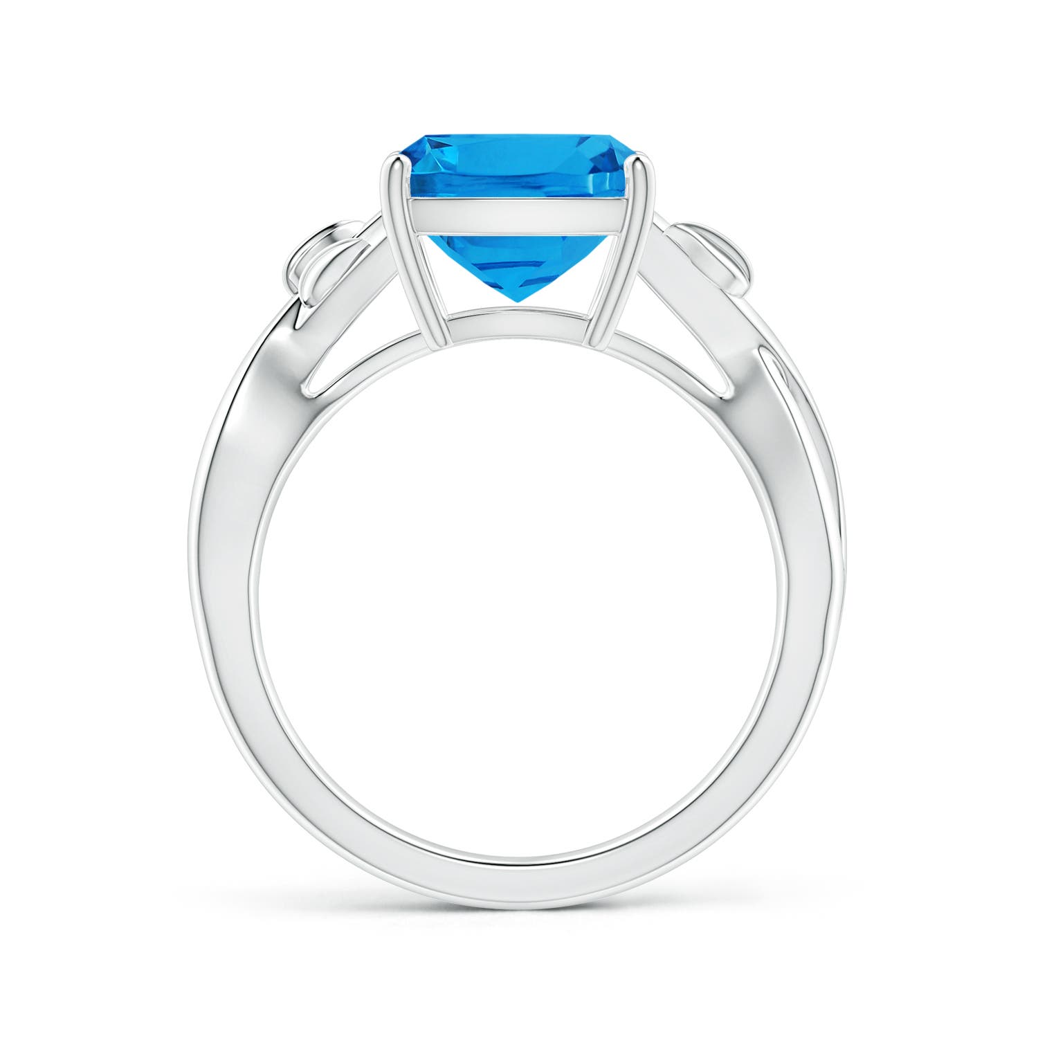 11.09x9.03x5.42mm AAAA Nature Inspired GIA Certified Prong-Set Cushion Swiss Blue Topaz Solitaire Ring in White Gold - side 2