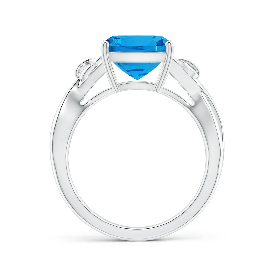 11.09x9.03x5.42mm AAAA Nature Inspired GIA Certified Prong-Set Cushion Swiss Blue Topaz Solitaire Ring in White Gold - side 2