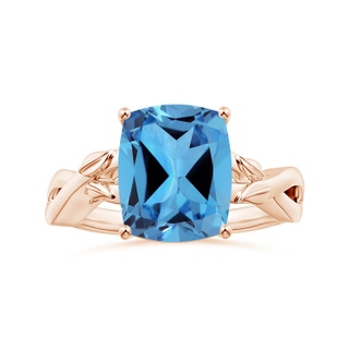 11.15x9.12x5.93mm AAAA Nature Inspired GIA Certified Prong-Set Cushion Rectangular Swiss Blue Topaz Solitaire Ring in 10K Rose Gold
