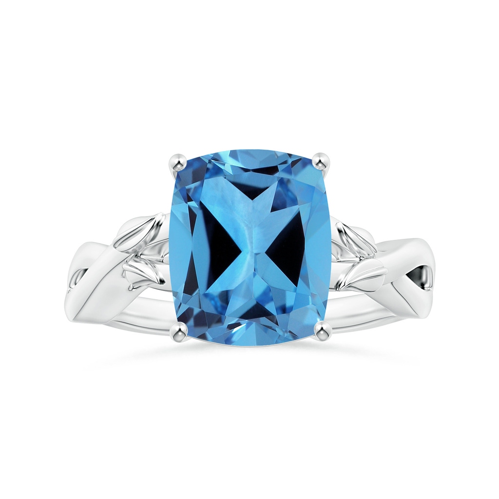 11.15x9.12x5.93mm AAAA Nature Inspired GIA Certified Prong-Set Cushion Rectangular Swiss Blue Topaz Solitaire Ring in P950 Platinum