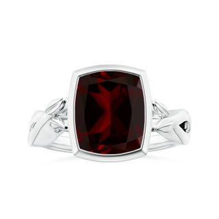 11.05x9.01x5.34mm AAAA Nature Inspired GIA Certified Bezel-Set Cushion Garnet Solitaire Ring in P950 Platinum