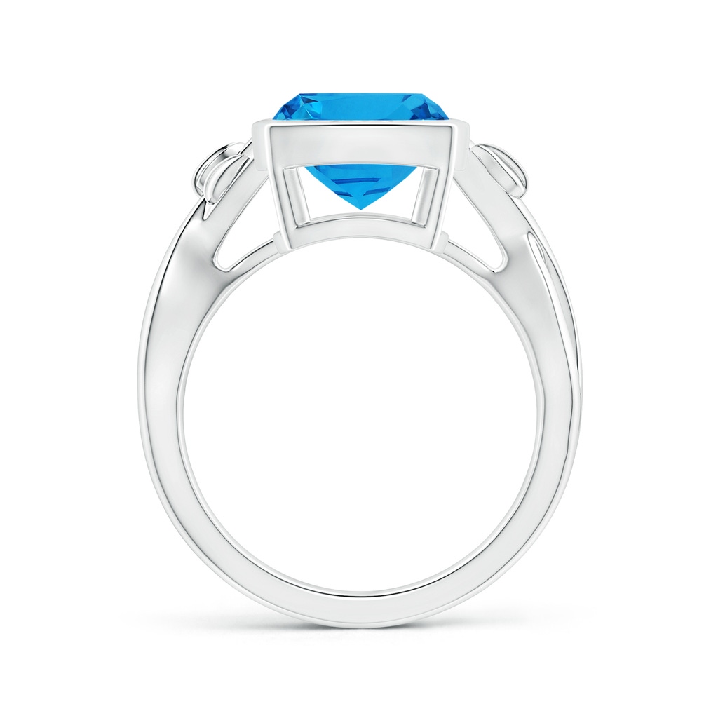 11.09x9.03x5.42mm AAAA Nature Inspired GIA Certified Bezel-Set Cushion Swiss Blue Topaz Solitaire Ring in White Gold - side 199