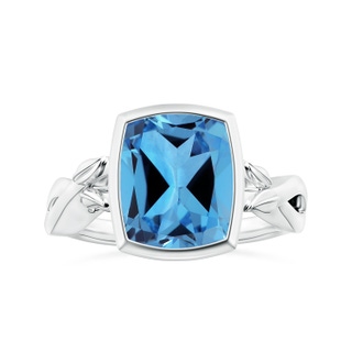 11.15x9.12x5.93mm AAAA Nature Inspired GIA Certified Bezel-Set Cushion Rectangular Swiss Blue Topaz Solitaire Ring in White Gold